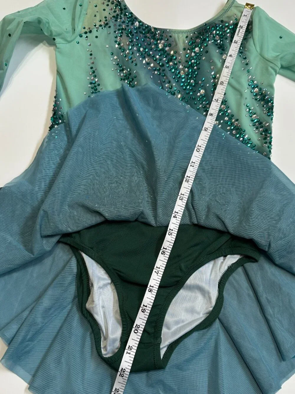 New Green Crystal Figure Skating Dress Approx. Girls 8–10